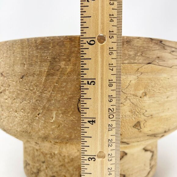 Hand Turned Spalted‎ Wood Bowl Pedestal Driftwood Coastal MCM Beach Primitive - Picture 9 of 10
